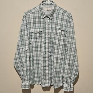 Onward Reserve Button Down Plaid Nylon Fishing Camp Shirt - Size Medium